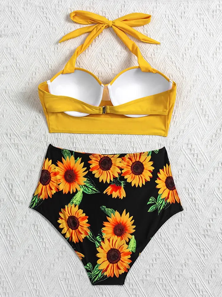 Floral High-Waist Bikini Set