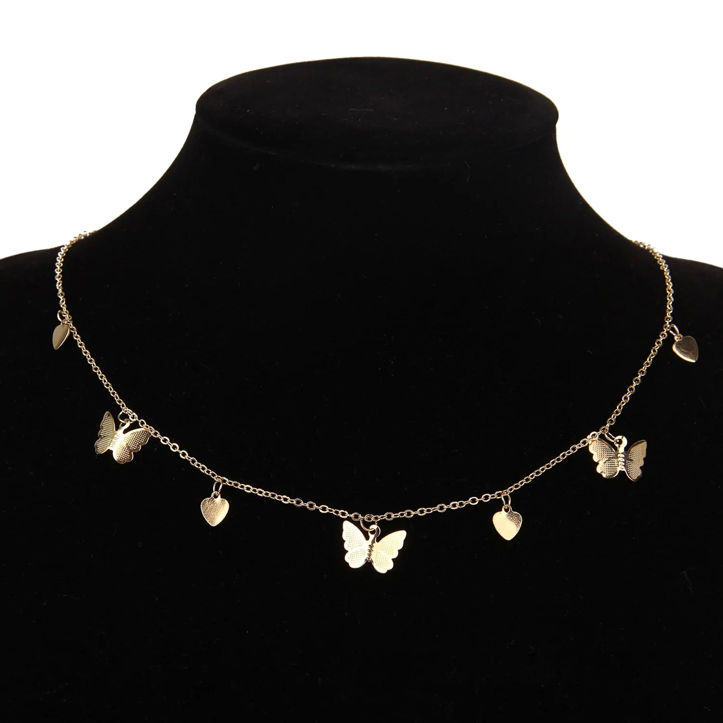 Gold Chain Butterfly Pendant Choker Necklace: Bohemian Beach Jewelry