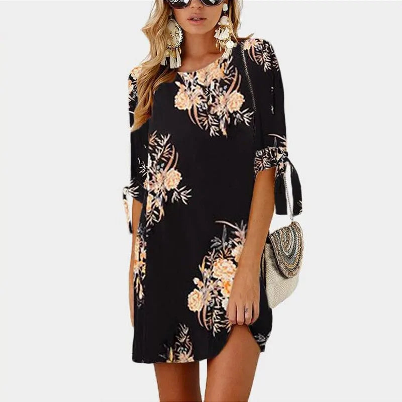 Floral Print Chiffon Beach Dress